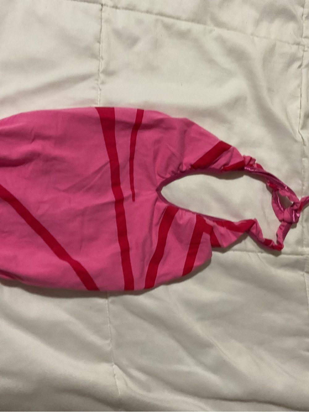Pink Halter Bodysuit with Red Stripe Detail
